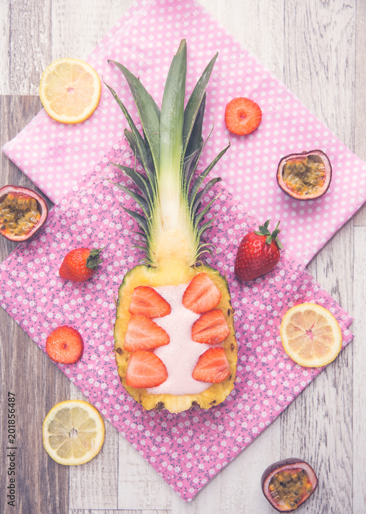 Creative Pineapple and Strawberry Smoothie Creative Pineapple and Strawberry Smoothie