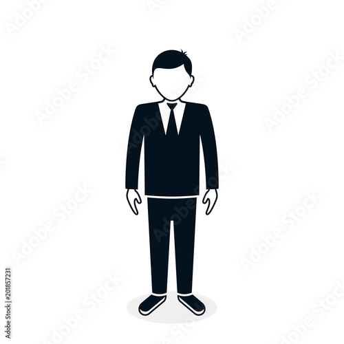 Businessman icon in suit full height. Isolated vector on white. Standing Person. Front view man.