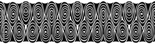 Seamless horizontal black and white ethnic pattern vector.