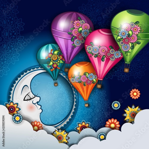 Moon and Hot Air Balloons