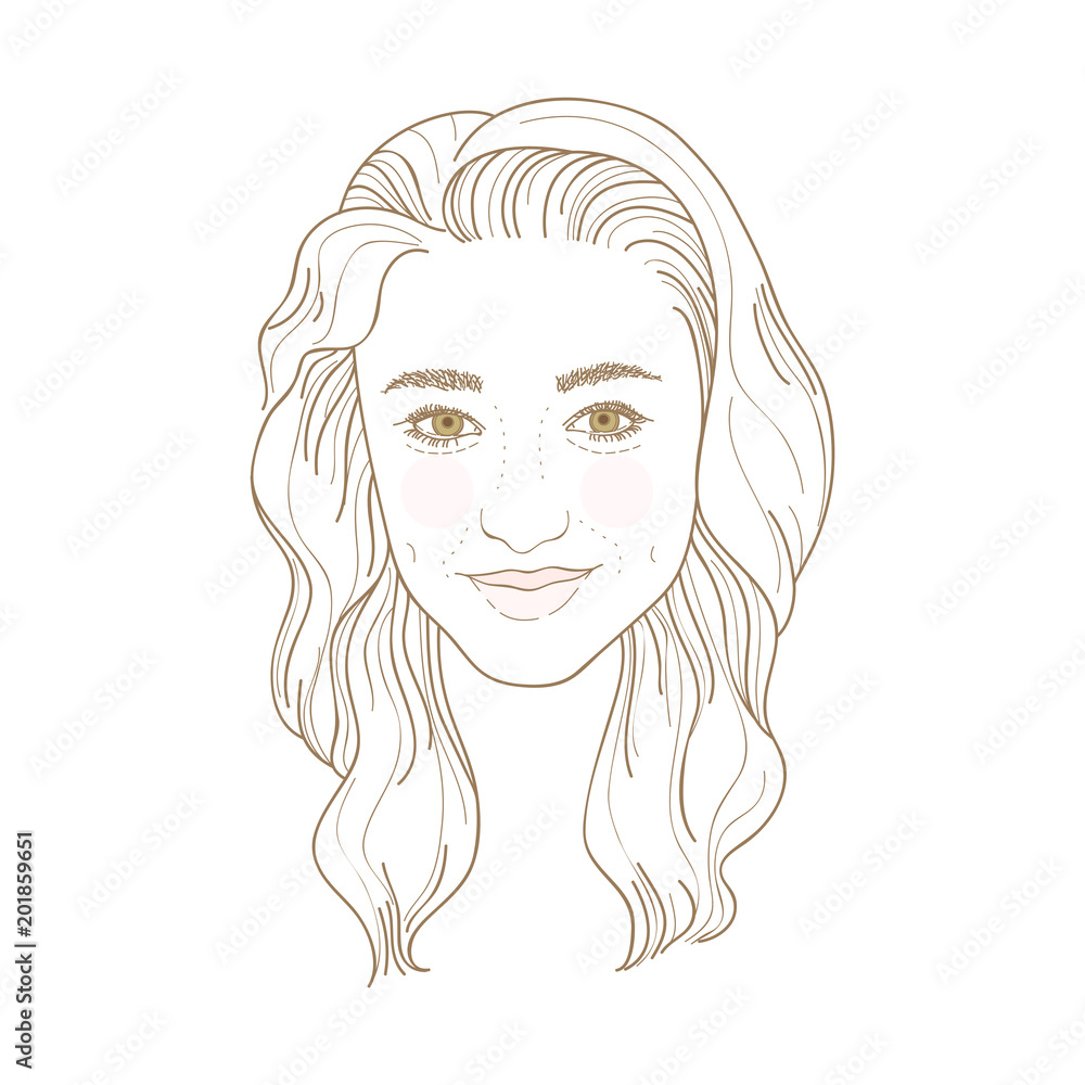 Illustration of young woman with flirty smile Illustration of young woman with flirty smile
