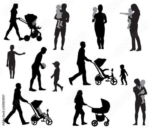 Silhouettes of mothers and fathers with children