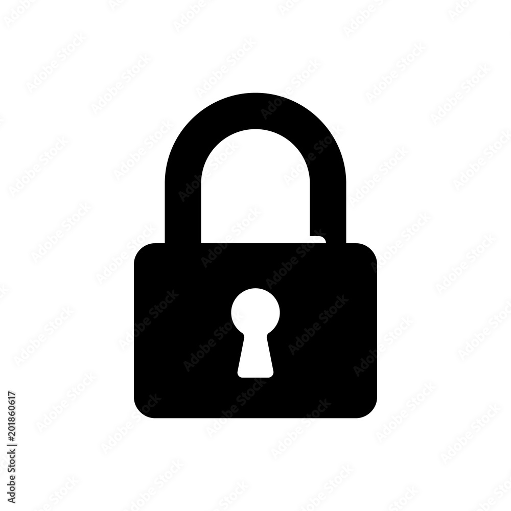 Padlock locked, isolated vector object. Padlock locked, isolated vector object.