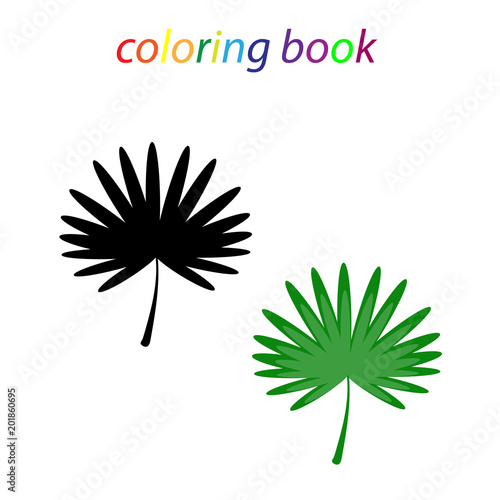 Coloring book of a tropical leaf for beginners to draw and children