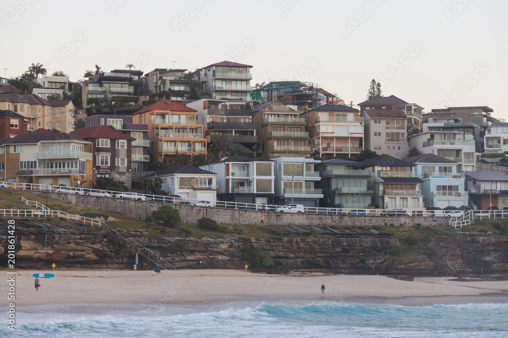 Bronte Beach residential suburb view in the early morning.