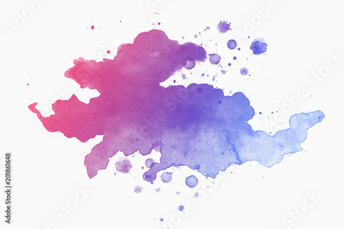 Abstract pink-blue watercolor on white-gray background