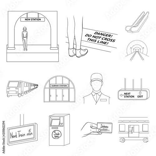Metro, subway outline icons in set collection for design.Urban transport vector symbol stock web illustration.