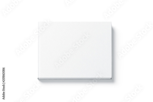 Blank white rectangular hardback book mock up, top view, 3d rendering. Empty notebook hard cover mockup, isolated. Bookstore booklet branding template. © Alexandr Bognat