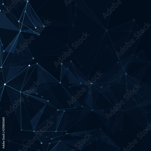 Abstract polygonal space. Background with connecting dots and lines. The concept illustration