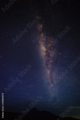 Milkyway above Mount Bromo . Mount Bromo is part of the Bromo-Tennger-Semeru National Park located in East Java of Indonesia.