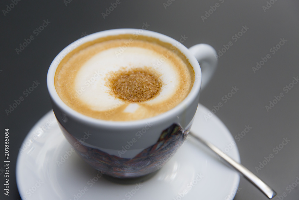 cup of coffee on a gray background cup of coffee on a gray background