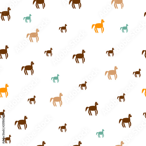 Running horses hand drawnseamless pattern
