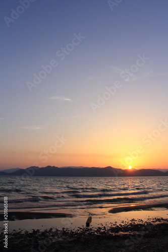 田沢湖　夕日