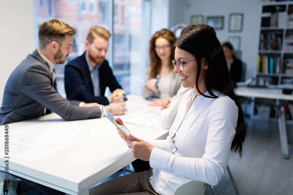 Portrait of young architect woman on meeting Portrait of young architect woman on meeting