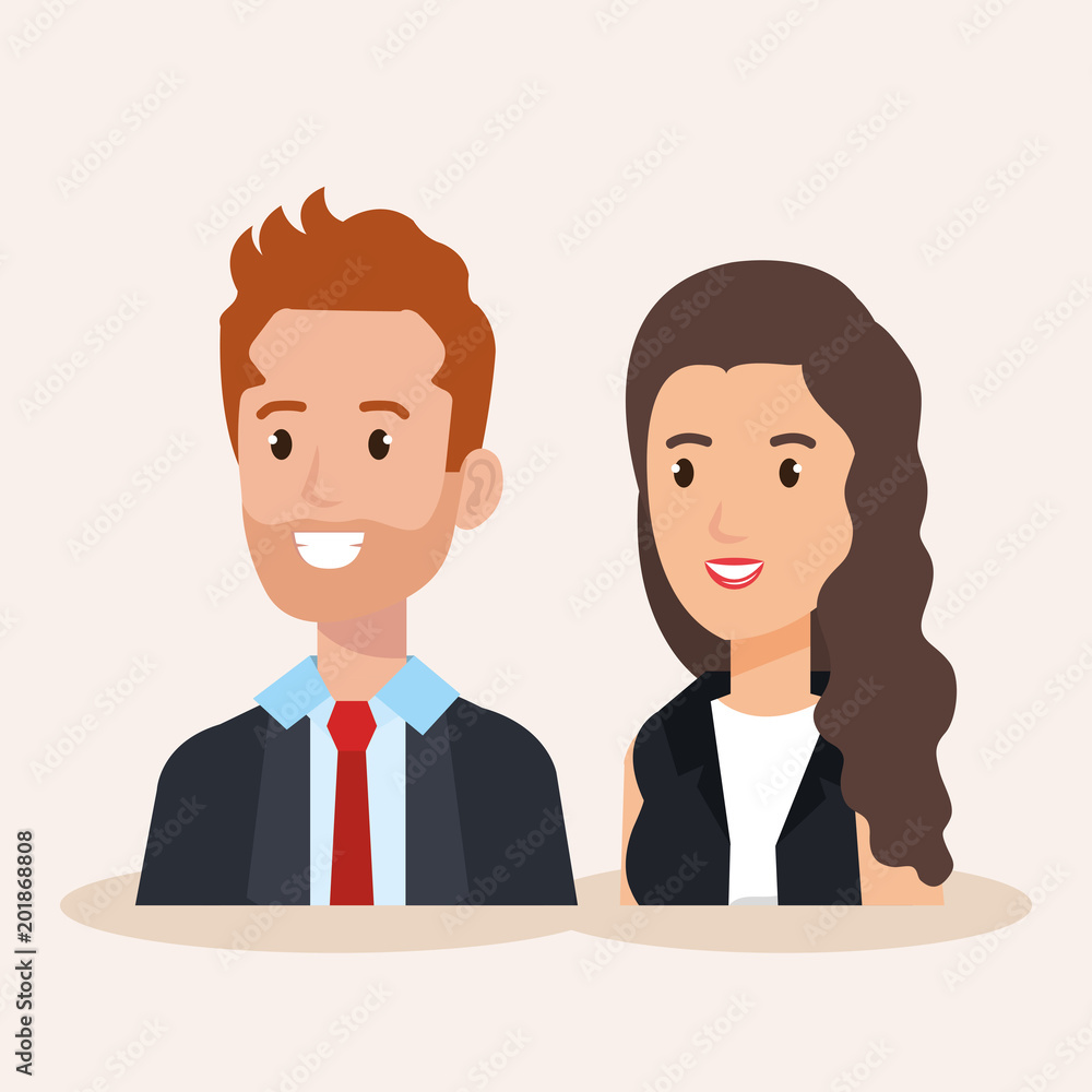 business couple avatars characters vector illustration design