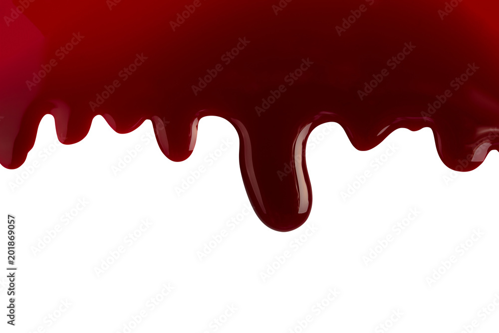 Drop red blood bleeding dripping splash isolated on white background