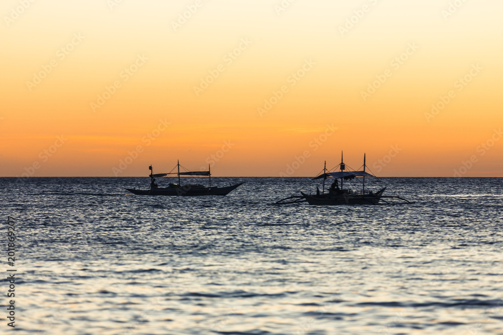 Two fishing boats on the horizon Two fishing boats on the horizon