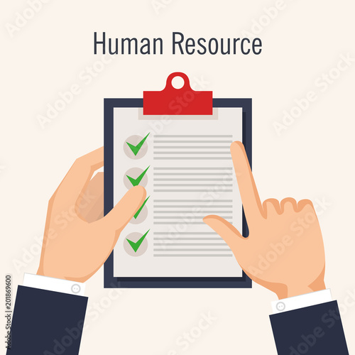 hands with curriculum vitae in clipboard vector illustration design