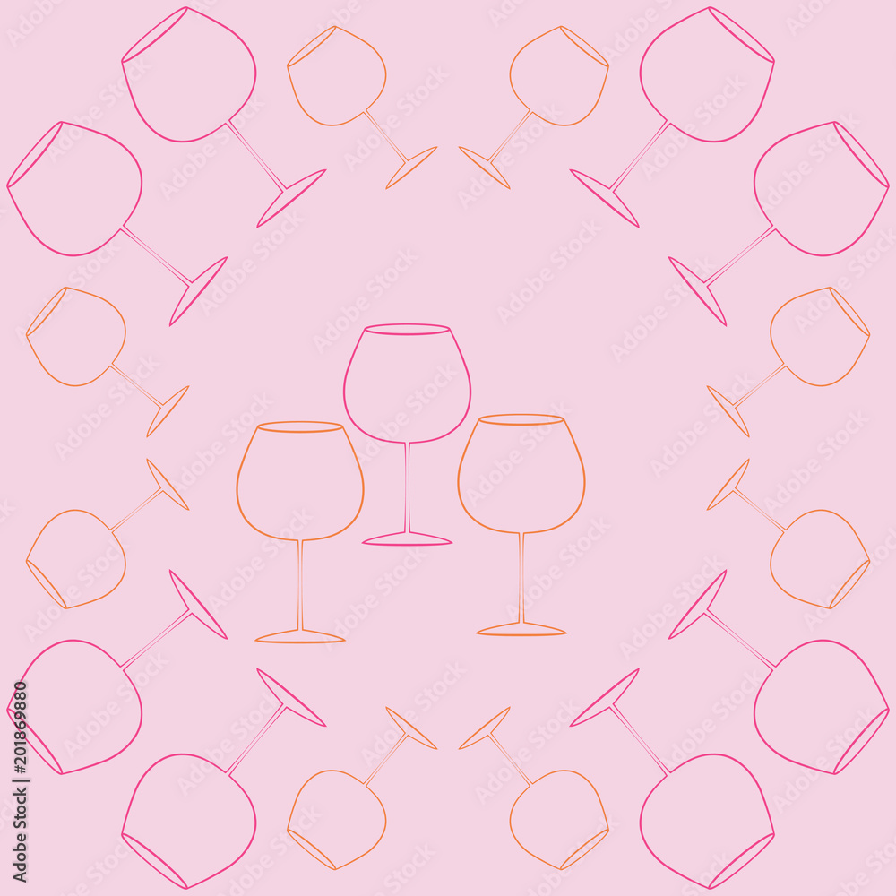 Wineglass pattern . Hand drawn. Wineglass pattern . Hand drawn.