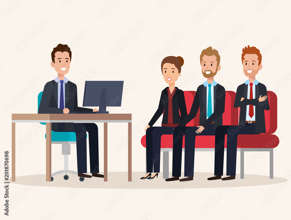 resources human office company scene with businesspeople vector illustration resources human office company scene with businesspeople vector illustration