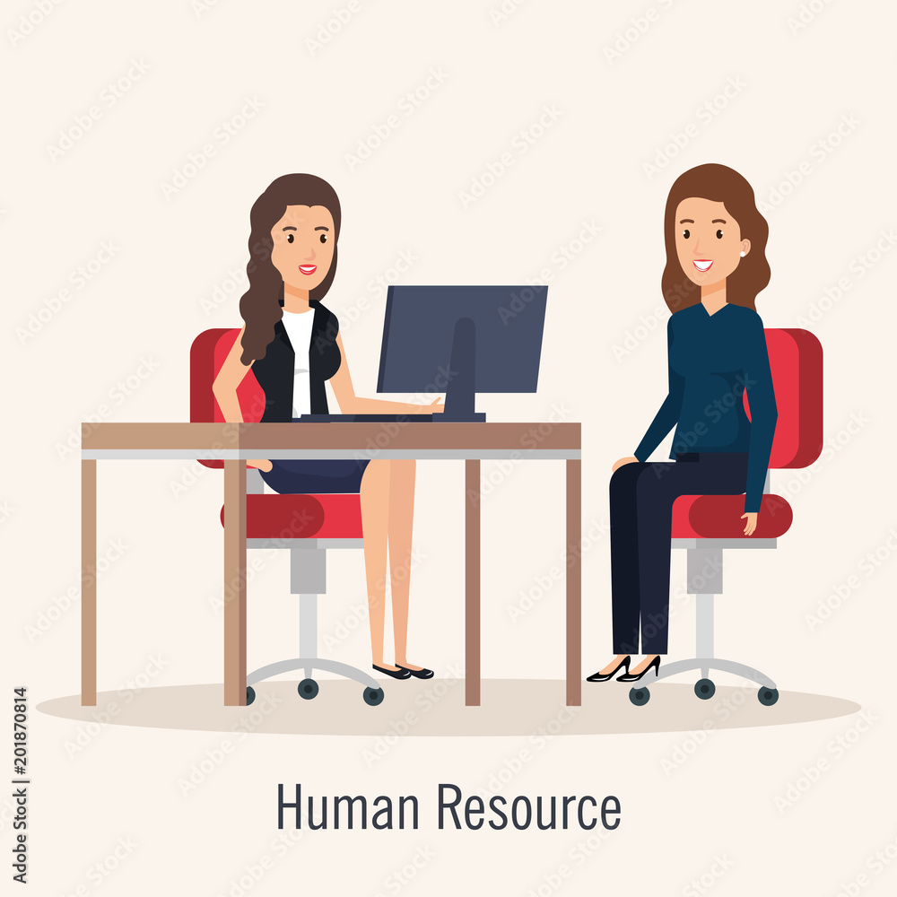 Obraz premium resources human office company scene with businesspeople vector illustration