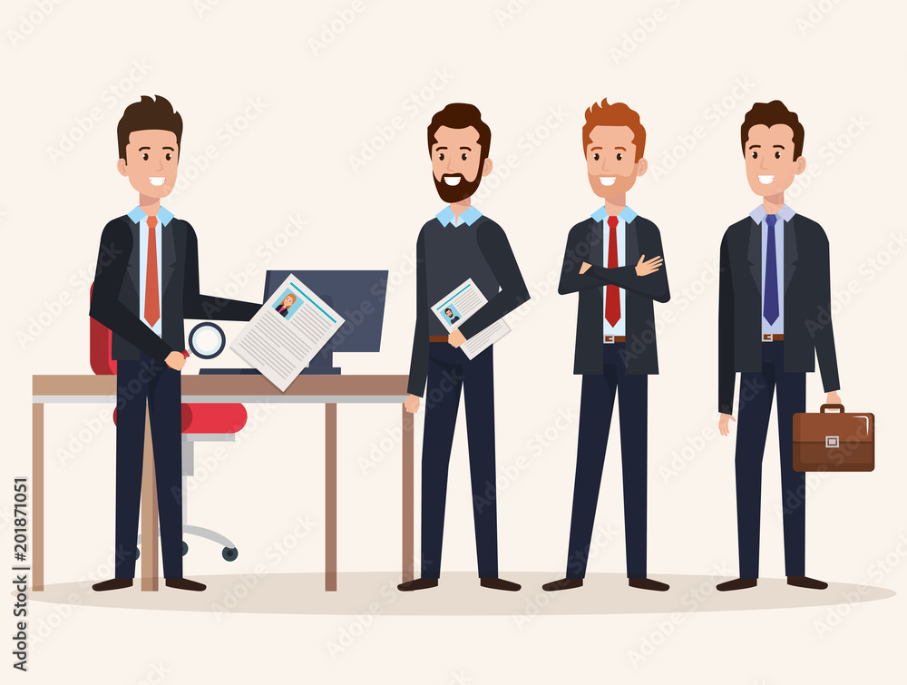 resources human office company scene with businesspeople vector illustration resources human office company scene with businesspeople vector illustration