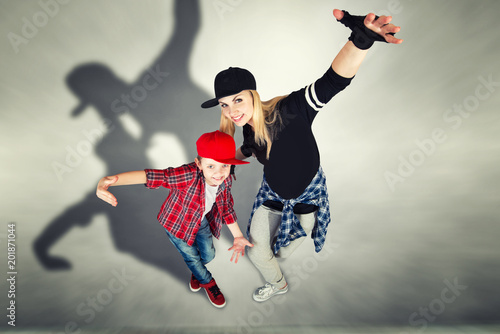 Wallpaper Mural Mother and son dance hip-hop.Urban lifestyle. Hip-hop generation.	 Torontodigital.ca