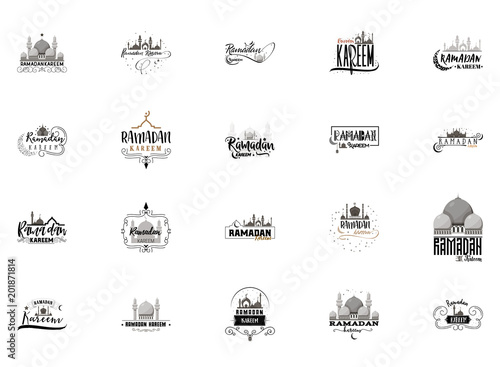 Ramadan Kareem mubarak banner set for postcards and other uses.