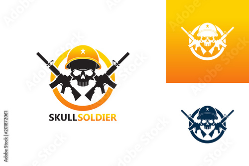 Skull Soldier Logo Template Design Vector, Emblem, Design Concept, Creative Symbol, Icon