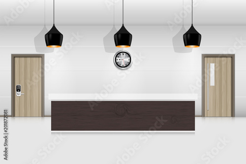 Reception counter and interior decorative, Vector, Illustration