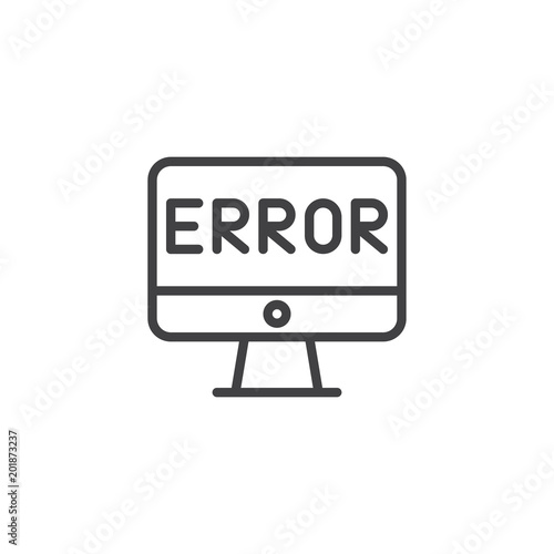 Computer error outline icon. linear style sign for mobile concept and web design. Error sign on a computer monitor simple line vector icon. Symbol, logo illustration. Pixel perfect vector graphics