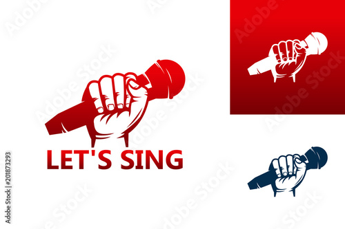 Sing With Microphone in Hand Logo Template Design Vector, Emblem, Design Concept, Creative Symbol, Icon
