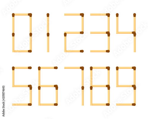 vector illustration. matches. Arabic numerals. mathematics