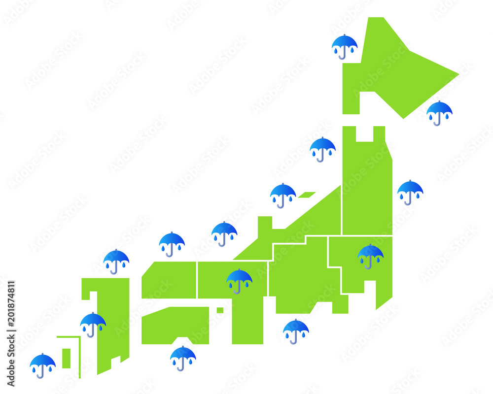 梅雨の天気予報のイラスト白背景 Stock Vector Adobe Stock