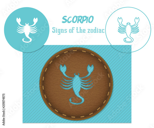 Scorpio. Signs of the zodiac. Laser cutting. Can be applied to wood, metal, leather, paper, cardboard, plastic