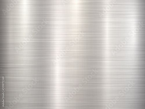 Metal horizontal abstract technology background with polished, brushed texture, chrome, silver, steel, aluminum for design concepts, web, prints, posters and wallpapers. Vector illustration.