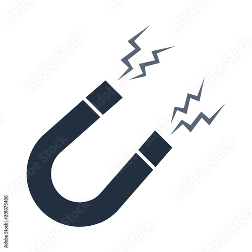 Magnet in flat style. Horseshoe magnet sign