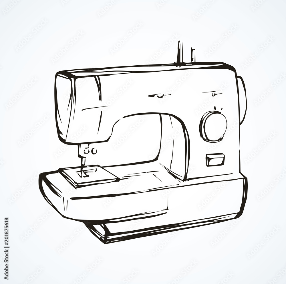 Sketch of sewing machine illustration vector on white background Stock  Vector Image  Art  Alamy