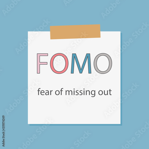 FOMO fear of missing out written in a notebook paper- vector illustration