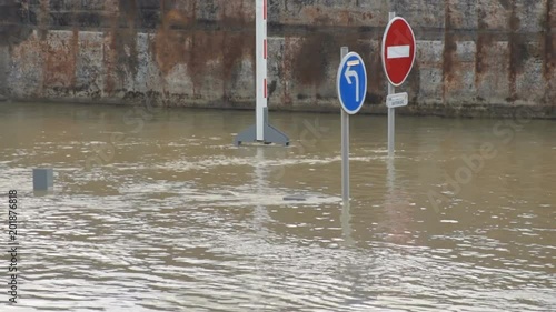 Seine river in flood in Paris, France