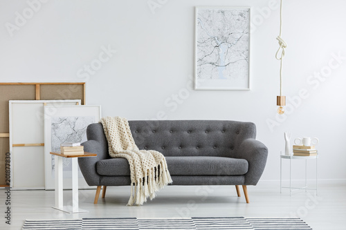 Gray couch in modern room