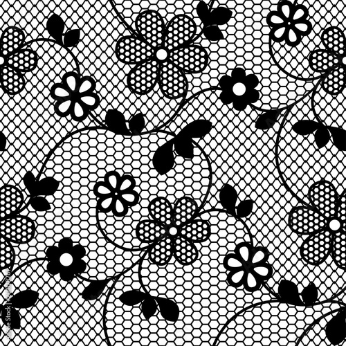 Lace flowers seamless pattern. Vector illustration.