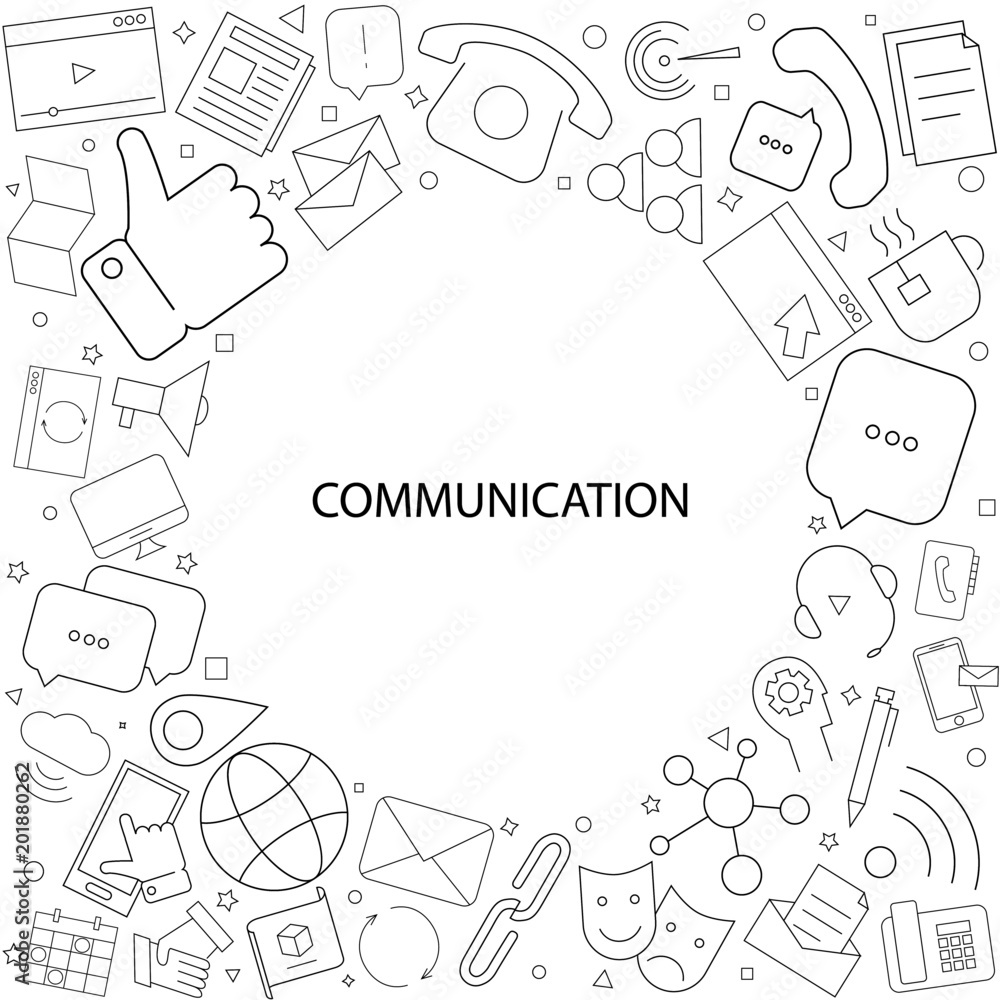 Communication background from line icon. Linear vector pattern. Communication background from line icon. Linear vector pattern.