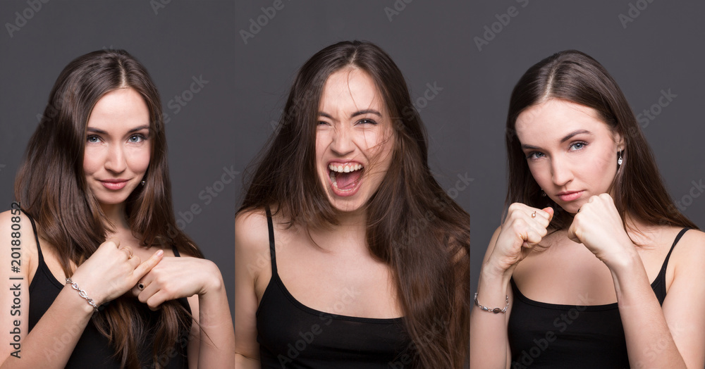 Female different emotions set Female different emotions set