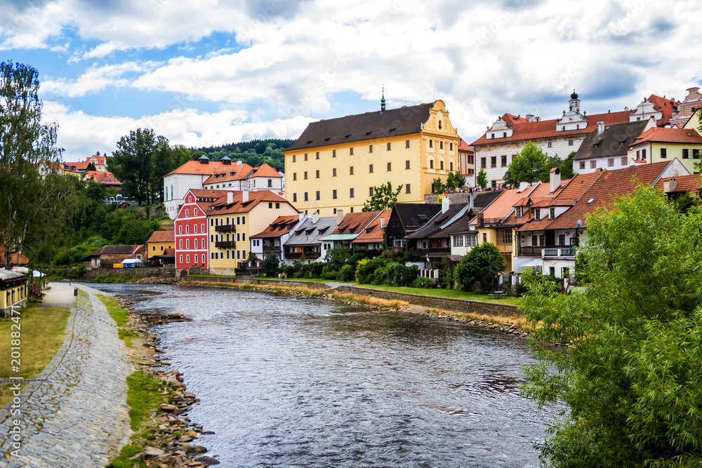 Fototapeta premium View of city Cesky Krumlov and river Vltava, Czech republic