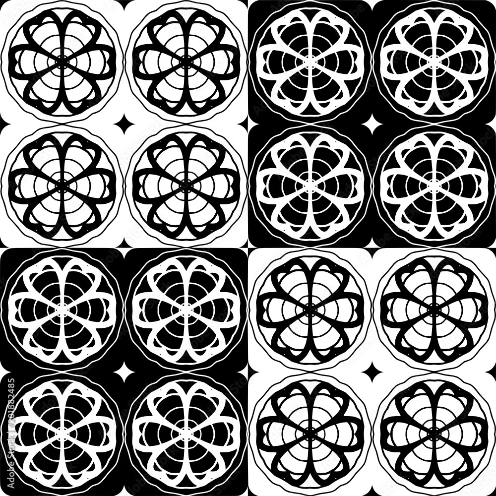 Decorative pattern with a flowers in a black - white colors Decorative pattern with a flowers in a black - white colors