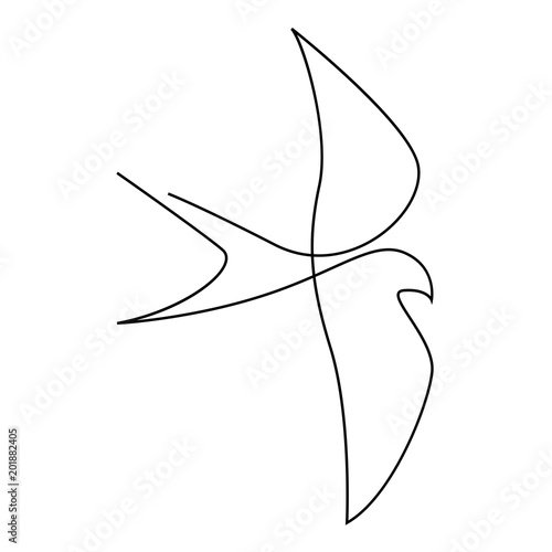 One line swallow or martlet design silhouette.Hand drawn minimalism style vector illustration
