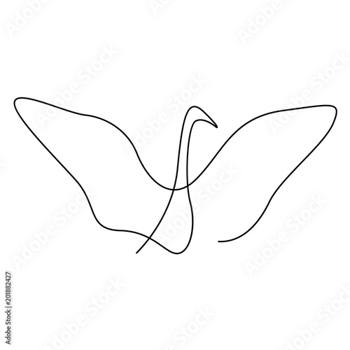 One line swan design silhouette.Hand drawn minimalism style vector illustration
