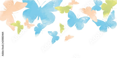 Background with watercolor butterflies pastel shades