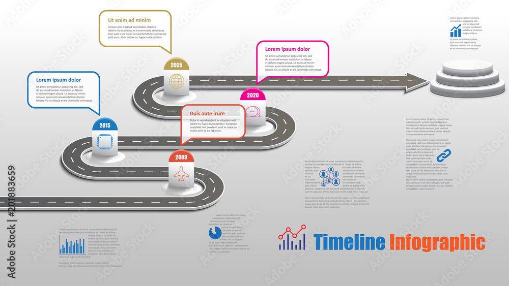 Business road map timeline infographic template with pointers designed ...